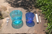 Cosmic Blue and Indigo - Premium Clear Crystal Singing Bowls w/ Tuning Fork - Perfect Pitch 432Hz G and A Note