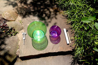 Cosmic Green and Purple - Premium Clear Crystal Singing Bowls w/ Tuning Fork - Perfect Pitch 432Hz F and B Note
