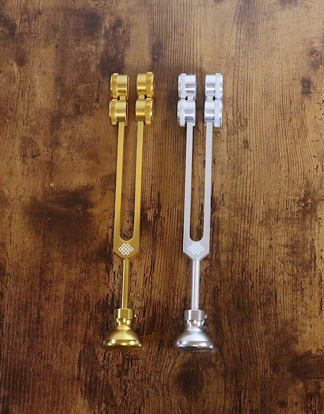 Myriad Melodies' Long Resonance Tuning Fork with Round Attenuator Bundle - Drawstring Pouch and Striker Included, Massage, Sound Vibration