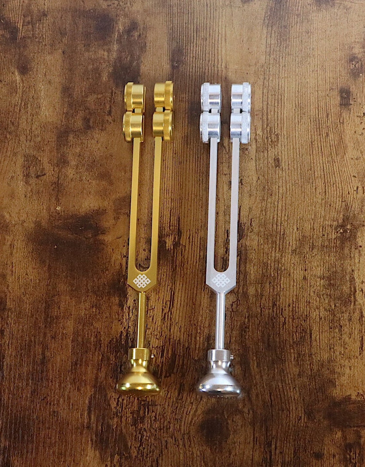 Myriad Melodies' Long Resonance Tuning Fork with Round Attenuator Bundle - Drawstring Pouch and Striker Included, Massage, Sound Vibration