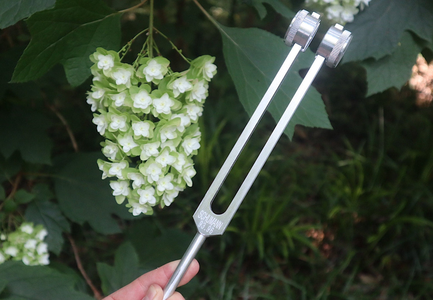 Schumann 93.96 Hz Tuning Fork - Schumann Resonance - Sound Vibration, Energy Vibration - Attenuator Handle Extender with 10mm Crystal