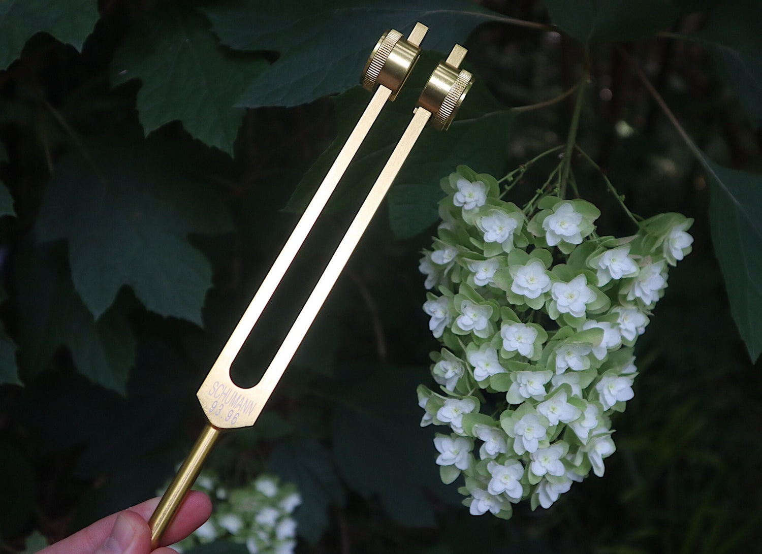 Schumann 93.96 Hz Tuning Fork - Schumann Resonance - Sound Vibration, Energy Vibration - Attenuator Handle Extender with 10mm Crystal