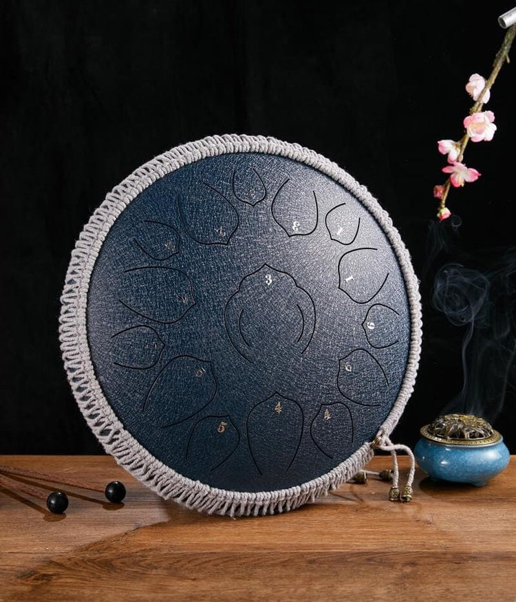 Harmonic Lotus 14" Steel Tongue Drum with Carry Case - 15 Note C Tune