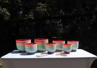Myriad Melodies' Perfect Pitch (5 Cents) 432 Hz 8-14 Classic Rainbow Color Singing Bowl Set - 2 Cases, 2 Mallets, 2 Suede Strikers