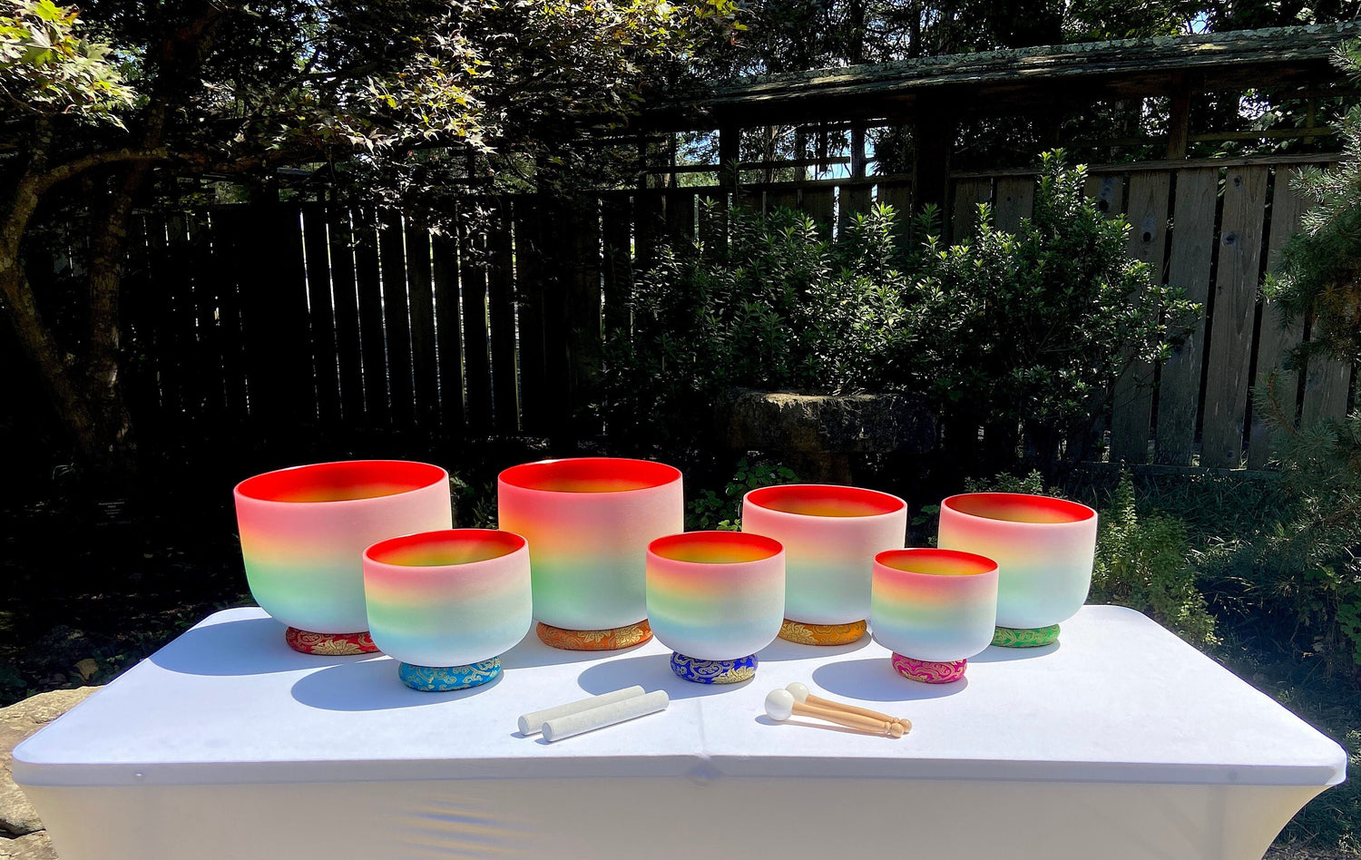 Myriad Melodies' Classic Rainbow Set Perfect Pitch (5 Cents) 432 Hz - 3pc or 4pc - 1 Case, 1 Mallet, 1 Suede Striker