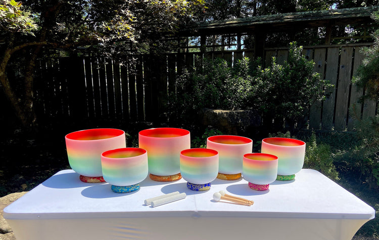 Myriad Melodies' Classic Rainbow Set Perfect Pitch (5 Cents) 432 Hz - 3pc or 4pc - 1 Case, 1 Mallet, 1 Suede Striker