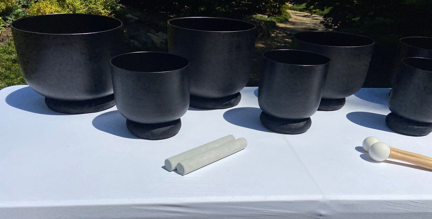 Myriad Melodies' Perfect Pitch (5 Cents) Gravity Bowl Set Perfect Pitch 432 Hz - 3pc or 4pc - 1 Case, 1 Mallet, 1 Suede Striker