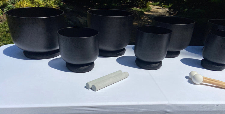 Myriad Melodies' Perfect Pitch (5 Cents) Gravity Bowl Set Perfect Pitch 432 Hz - 3pc or 4pc - 1 Case, 1 Mallet, 1 Suede Striker