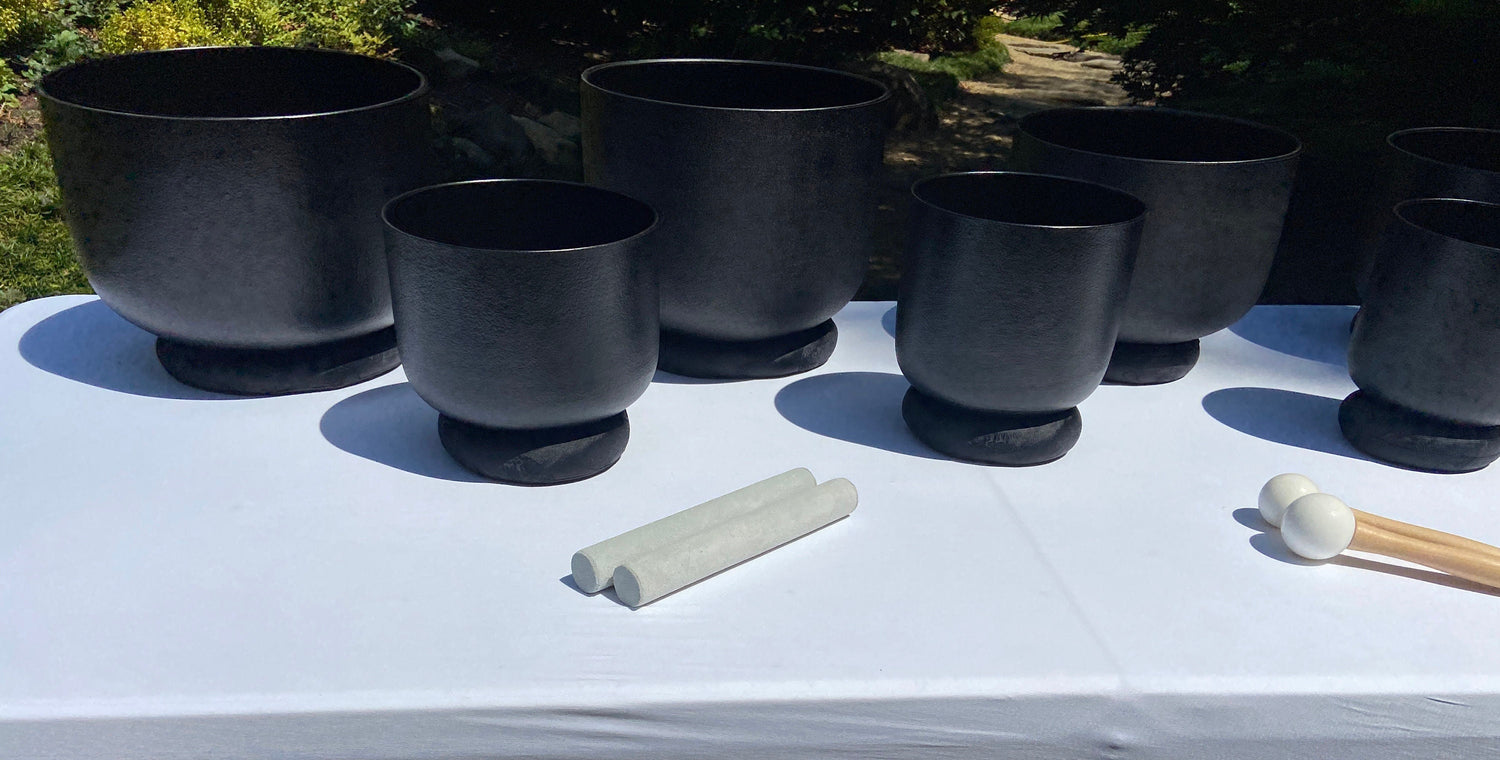 Myriad Melodies' Perfect Pitch (5 Cents) Gravity Bowl Set Perfect Pitch 432 Hz - 3pc or 4pc - 1 Case, 1 Mallet, 1 Suede Striker