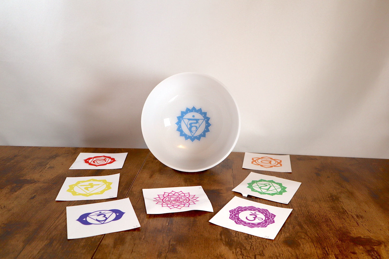 Chakra Engram Decals - Turn Any 8" Frosted White Singing Bowl set Into A Chakra Printed Bowl - Performances, Symbolism, Visualization