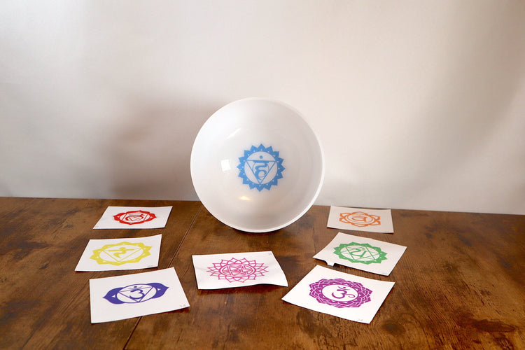 Chakra Engram Decals - Turn Any 8" Frosted White Singing Bowl set Into A Chakra Printed Bowl - Performances, Symbolism, Visualization