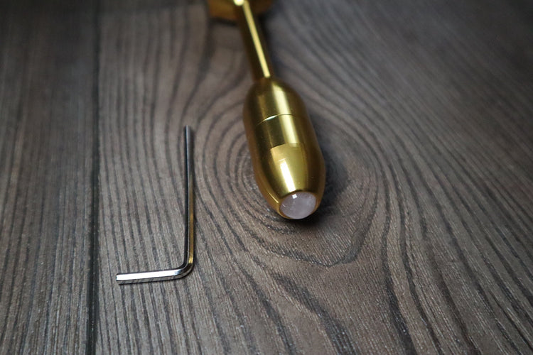 Gold FInish 432 Hz ad 528 Hz Set Best Tuning Forks for Vibration - Attenuator Handle Extender with 10mm Crystal
