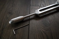 528 Hz Solfeggio Tuning Fork with Attenuator Extender - 10mm Crystal Attenuator - Lower Octave 528 Hz, Hematite, Black Onyx, Rose Quartz