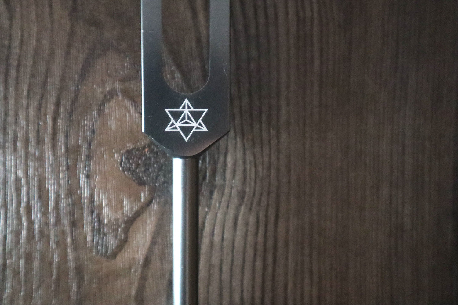 Earth Star Chakra Tuning Fork with Attenuator Extender - Hematite 10mm Crystal Attenuator Handle - Drawstring Pouch and Striker