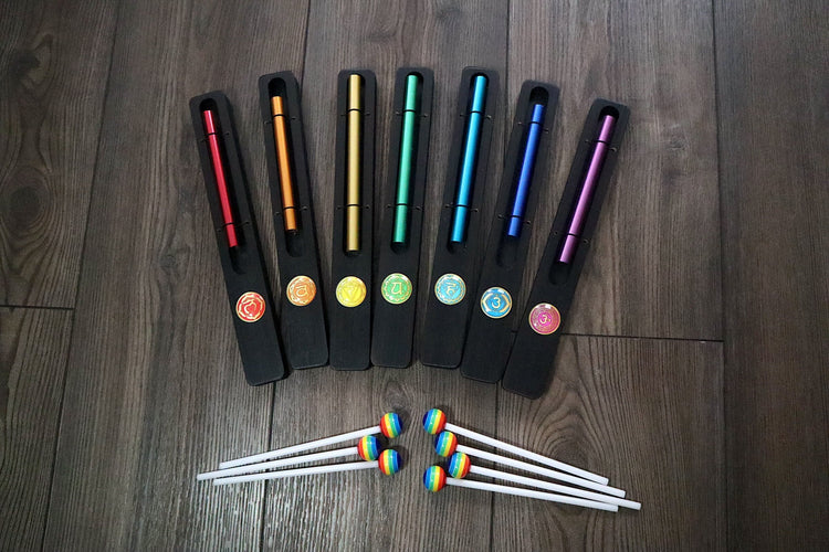 Xenergy Chime Single - Easy to Play Chakra Color Chime Set - Bubble Gum Percussion Stick - Group Events, Joyful Sound, Gift