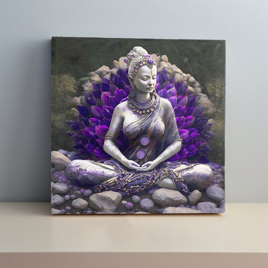 Custom Purple - Flowering of Consciousness - 20x20" Canvas Wrap - Spiritual Wall Art, Zen Decor, Feng Shui Decor, Framed Canvas