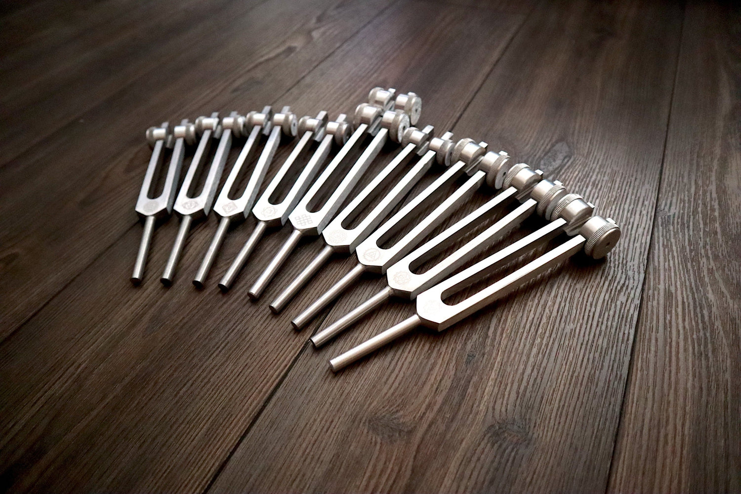 24pc Human Biology and Secret Solfeggio Tuning Fork - Professionally Tuned .25 - Gold, Silver Bio-field Sound Vibration