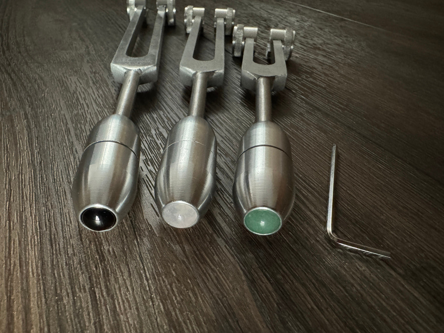 Myriad Melodies' Wellness Trio 528, 174, and Schumann 93.96 Tuning Fork Set - Attenuator Handle Extensions with 10mm Crystal