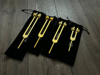 Myriad Melodies' Wellness Trio 528, 174, and Schumann 93.96 Tuning Fork Set - Attenuator Handle Extensions with 10mm Crystal