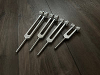 Myriad Melodies' Wellness Trio 528, 174, and Schumann 93.96 Tuning Fork Set - Attenuator Handle Extensions with 10mm Crystal