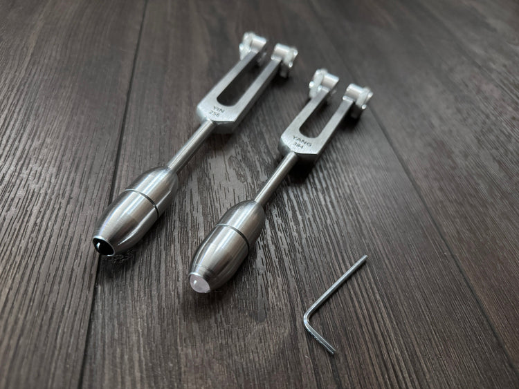 Perfect Fifth Harmonic Yin and Yang Tuning Fork Set - C 256 Hz G 384 Hz, Weighted, Bio-field Therapy