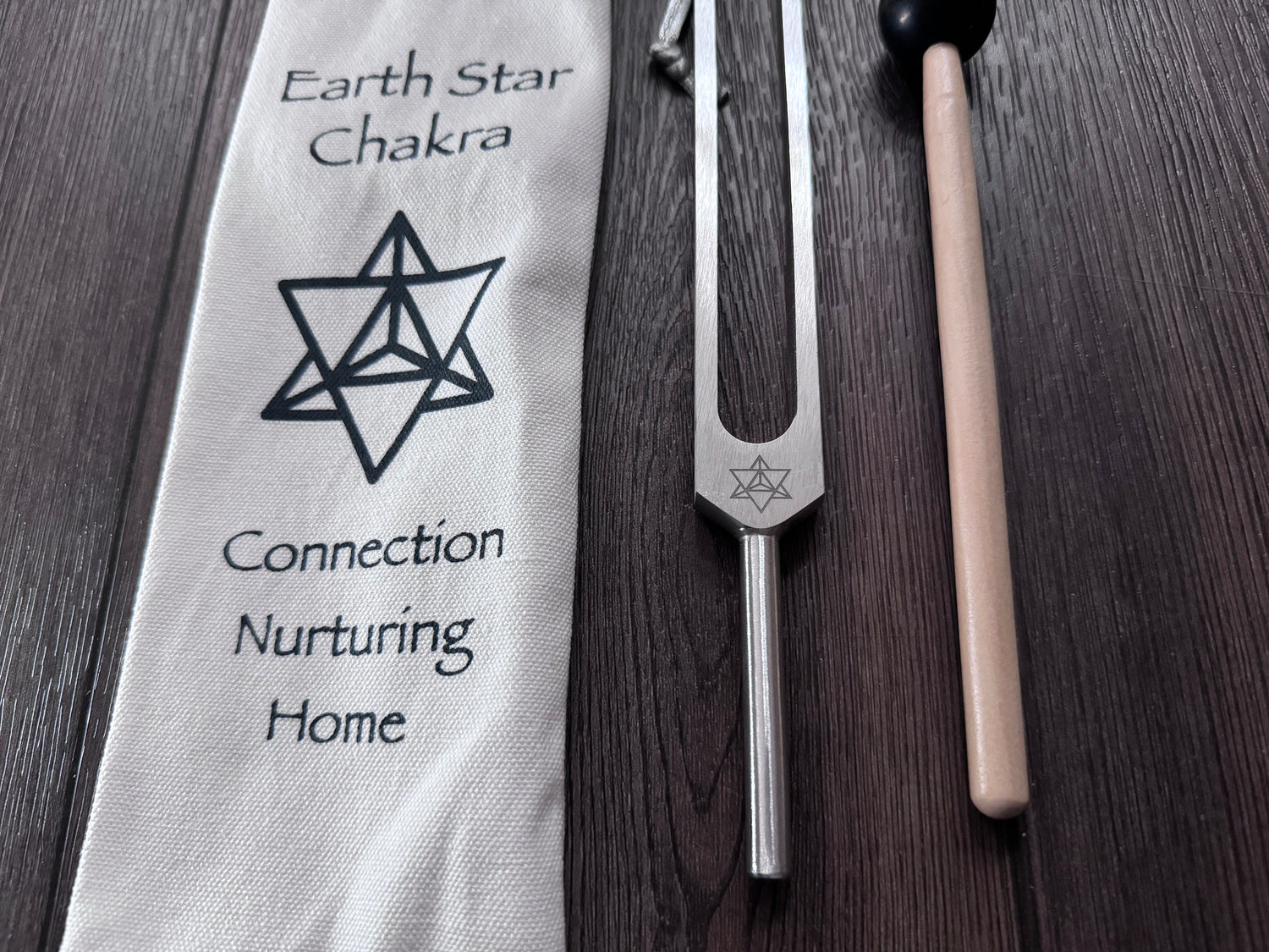 Myriad Melodies' Unweighted Earth Star 68.05 Hz Tuning Fork - Vibration, Grounding, Biofield - Attenuator Handle Extender with 10mm Crystal