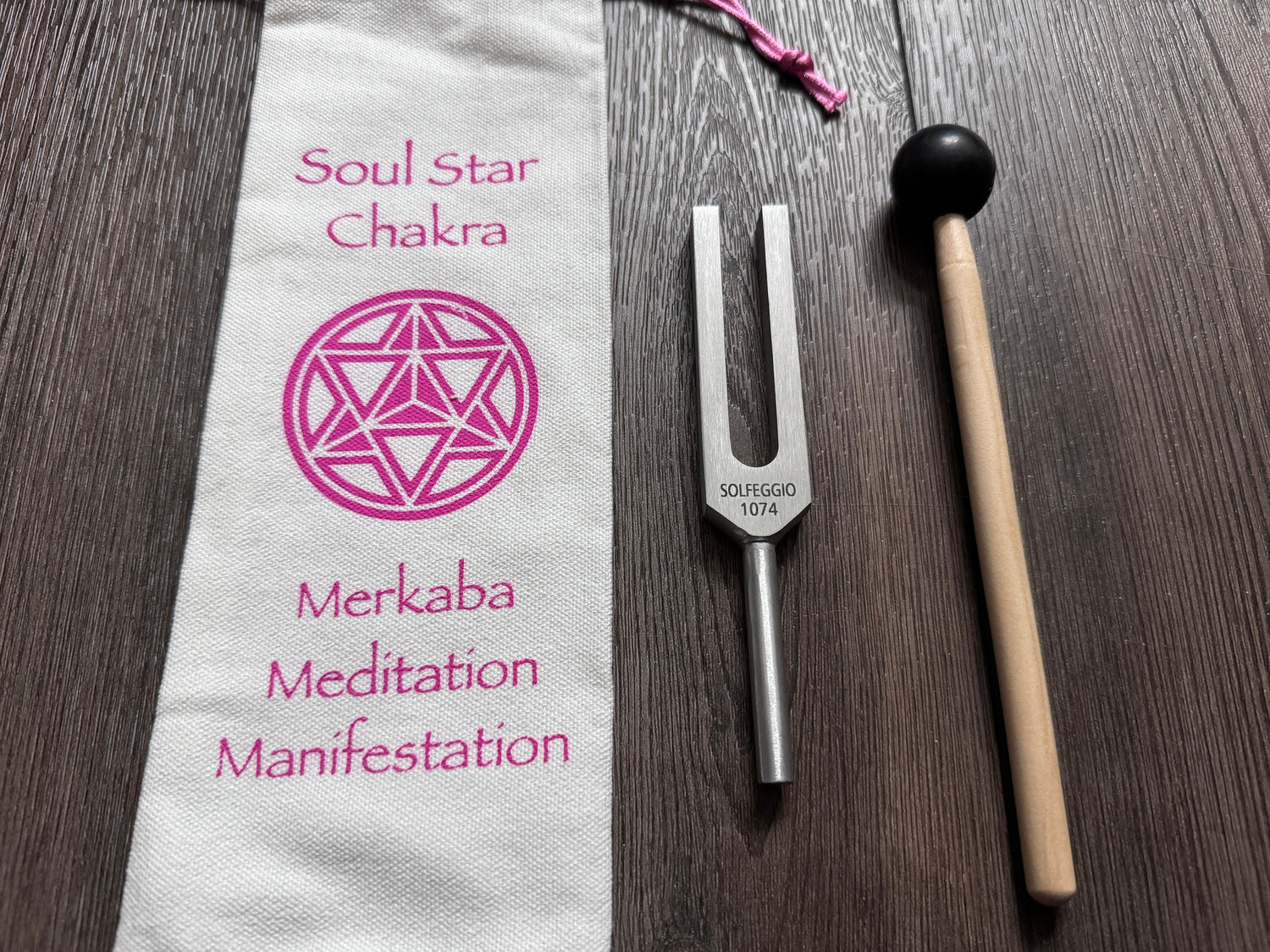1074 Hz Solfeggio Unweighted Tuning Fork For Vibration - Soul Star Drawstring Pouch - Attenuator Extender - Massage, Acupressure, Biofield