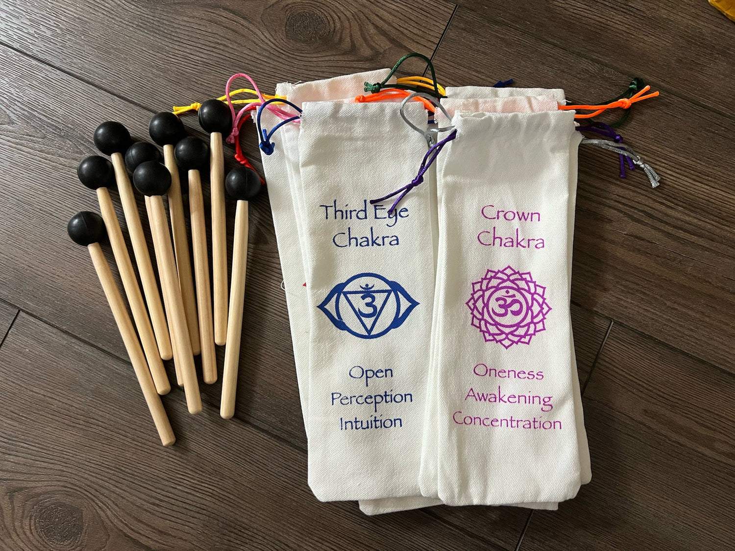 Myriad Melodies' Professionally Tuned .25 9pc Chakra Tuning Forks - Earth Star Chakra through Crown Chakra - Biofield, Sound Vibration