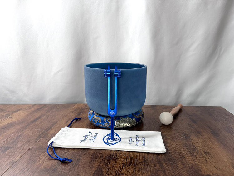 Lapis Lazuli 432 Hz 8" Crystal Singing Bowl - G-Note - Mallet, Cushion, Carry Case