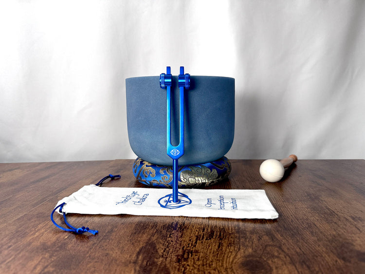 Lapis Lazuli 432 Hz 8" Crystal Singing Bowl - G-Note - Mallet, Cushion, Carry Case