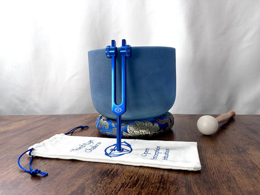 Lapis Lazuli 432 Hz 8" Crystal Singing Bowl - G-Note - Mallet, Cushion, Carry Case