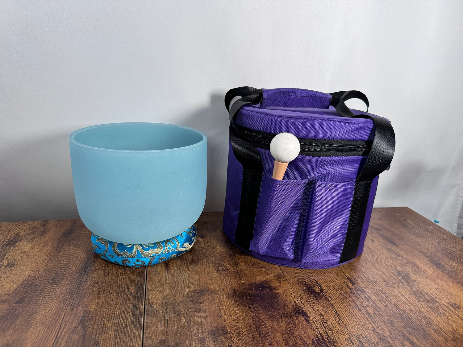 Amazonite, Lapis Lazuli, Fluorite Gemstone Infused Crystal Singing Bowl - 432Hz - C-Note - Mallet, Cushion, Carry Case