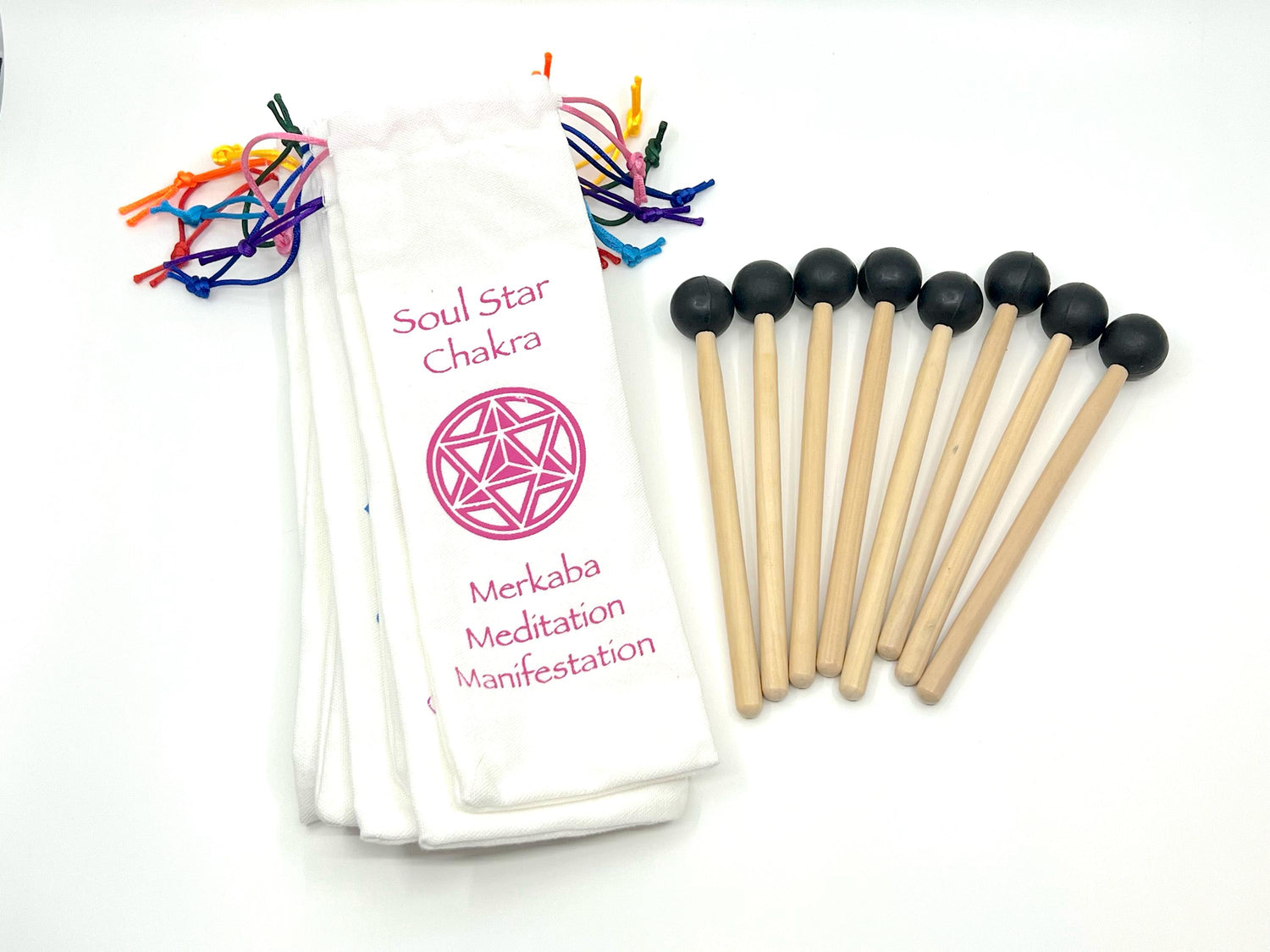 Myriad Melodies' Professionally Tuned .25 Secret Solfeggio - Classic 9pc Set - Chakra Printed Engrams, Attenuator Extenders