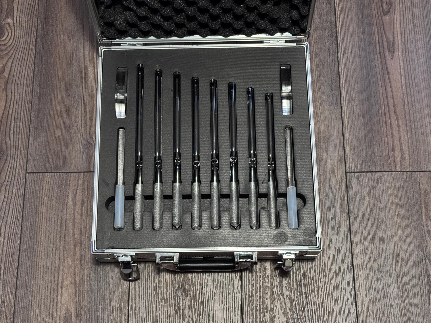 Myriad Melodies' 8pc Crystal Tuning Fork Set - 10mm - Notes CDEFGABC5, Crystal Vibration, Biofield, Sound Vibration