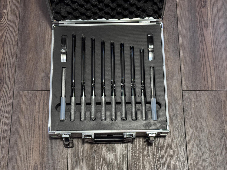 Myriad Melodies' 8pc Crystal Tuning Fork Set - 10mm - Notes CDEFGABC5, Crystal Vibration, Biofield, Sound Vibration