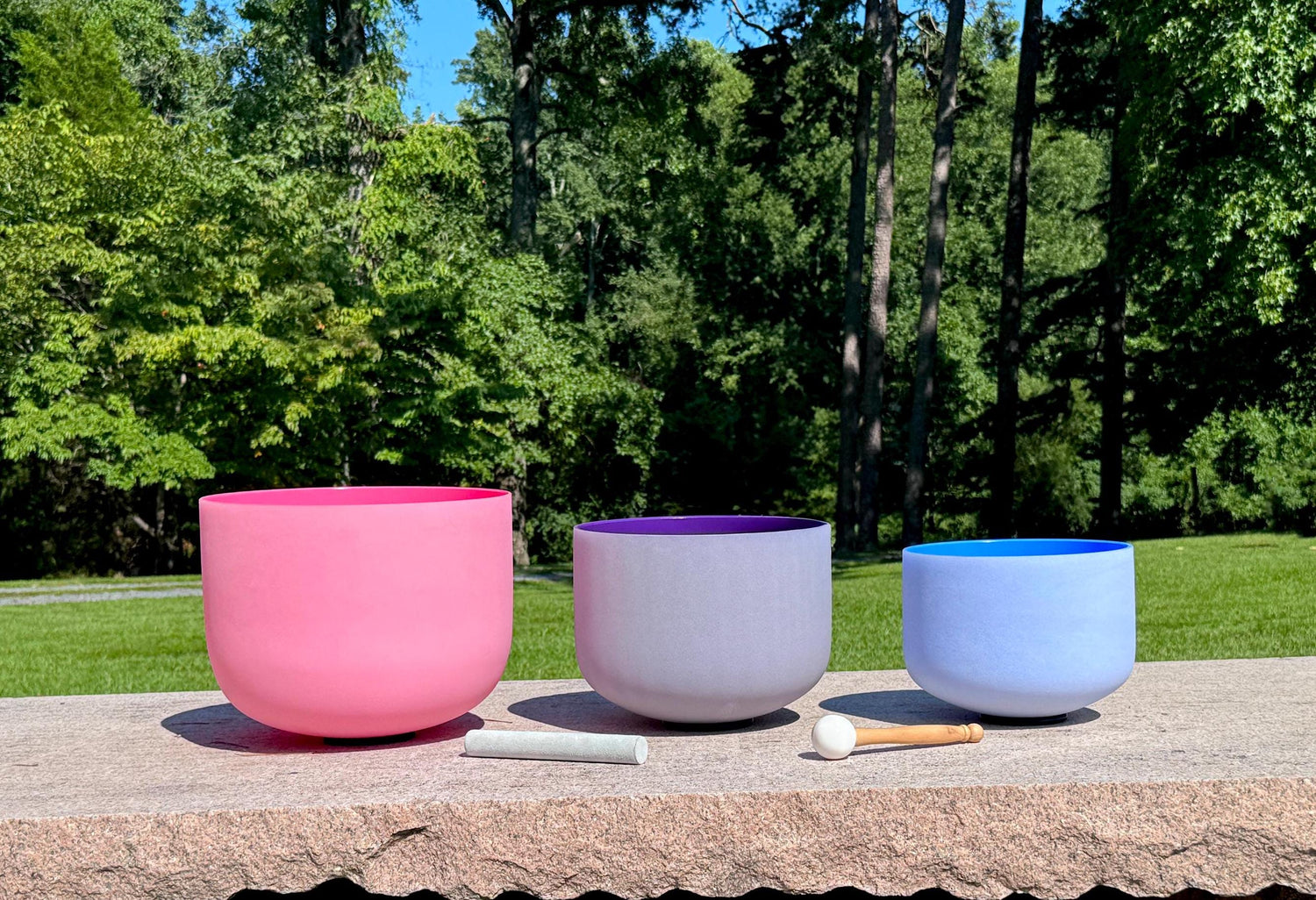 3pc Solfeggio Crystal Singing Bowl Set with Tuning Fork - 174 Hz, 285 Hz, 417 Hz Solfeggio Tones - Carry Case - Sound Vibration, Biofield