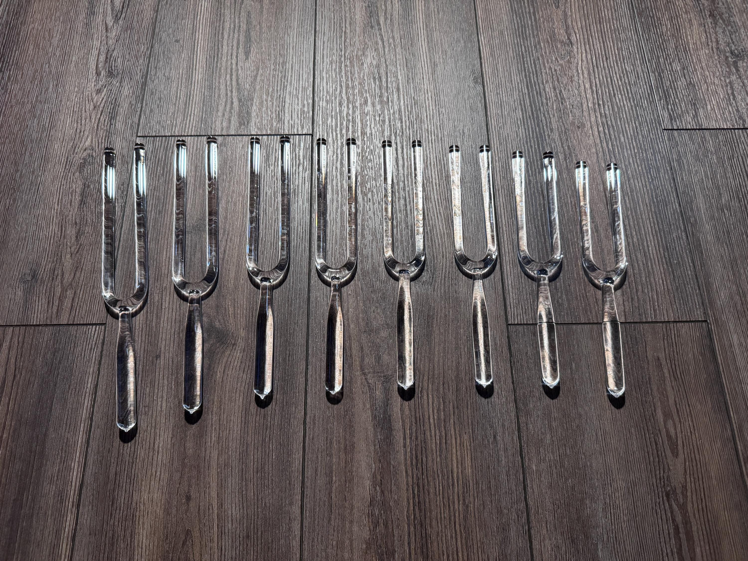 Myriad Melodies' 8pc Crystal Tuning Fork Set - 10mm - Notes CDEFGABC5, Crystal Vibration, Biofield, Sound Vibration