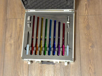 Myriad Melodies' 8pc Color Crystal Tuning Fork Set - 10mm - Notes CDEFGABC5, Crystal Vibration, Biofield, Premium Vibration