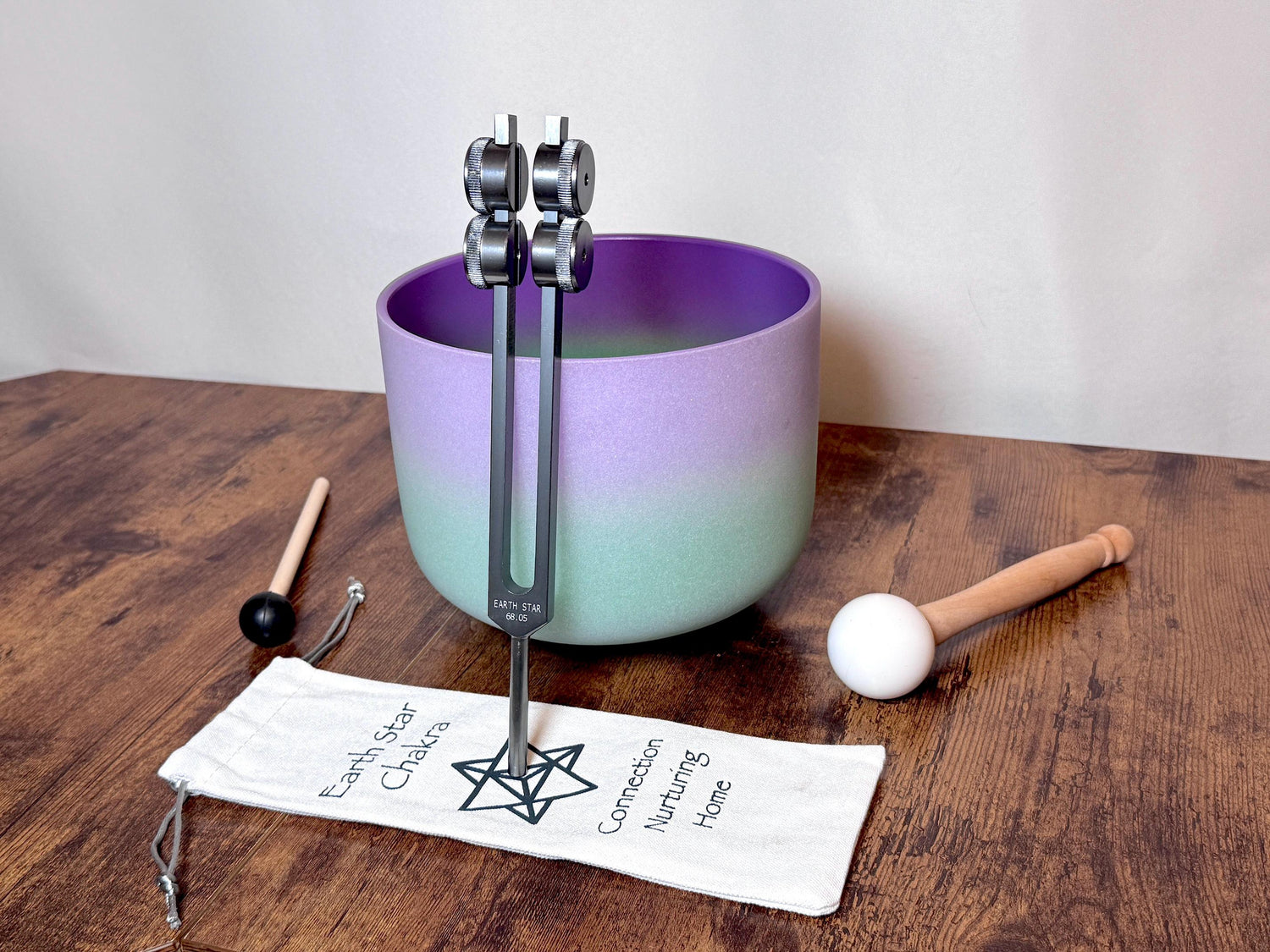 8" Crown Chakra B Note Crystal Singing Bowl - Perfect Pitch 432Hz, 93.96 Schumann Tuning Fork, Carry Bag, Biofield Vibration