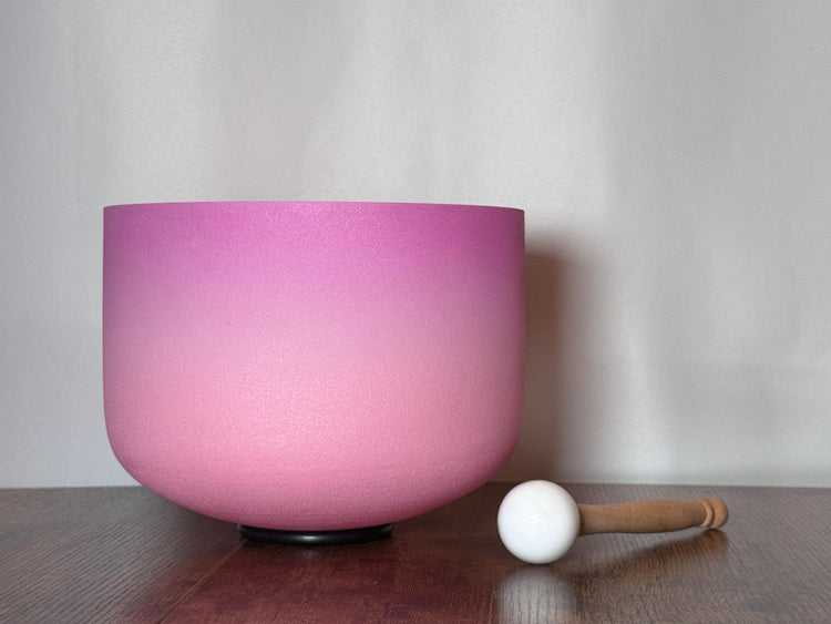 10" High Vibrational Heart Chakra Crystal Singing Bowl 432Hz, Merkaba Soul Purpose Tuning Fork, Carry Bag, Sound Vibration, Gift For Her