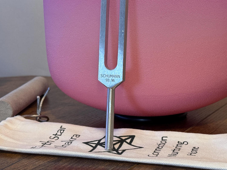 10" Heart Chakra F Note Bowl with 93.96 Schumann Tuning Fork - Perfect Pitch High Vibrational 432hz - Carry Bag, Biofield Vibration