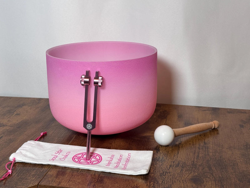 10" Heart Chakra C Note Bowl with 93.96 Schumann Tuning Fork - Perfect Pitch High Vibrational 432hz - Carry Bag, Biofield Vibration