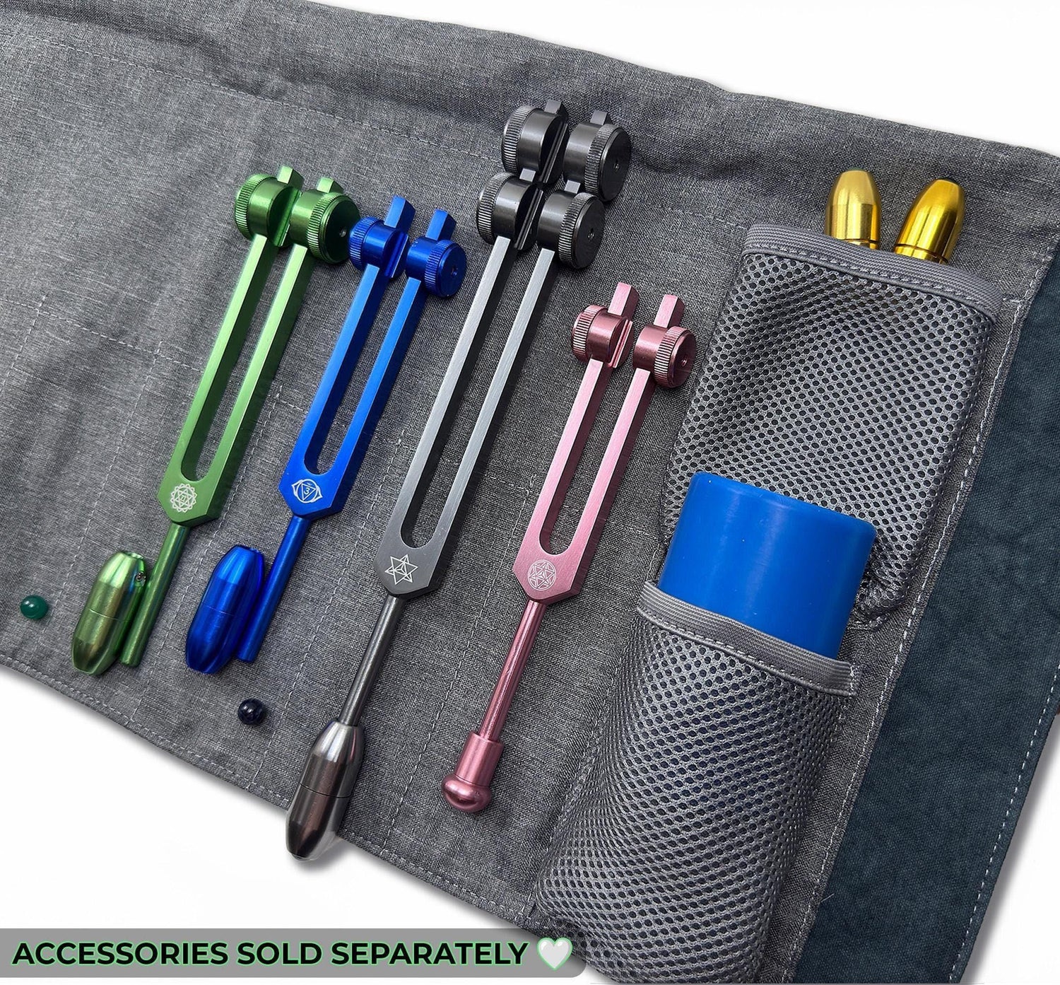 Myriad Melodies' Carry Bag for Tuning Forks - Colorful - Professional 10pc Plug-In Bag with Compartments For Gemstone Boots and Accessories