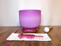 432hz High Vibrational F Note Heart Chakra Bowl with Soul Star (8th) Tuning Fork - Perfect Pitch - Carry Case, Mallet - Gift for Her