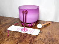 432hz High Vibrational F Note Heart Chakra Bowl with Soul Star (8th) Tuning Fork - Perfect Pitch - Carry Case, Mallet - Gift for Her