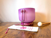432hz High Vibrational F Note Heart Chakra Bowl with Soul Star (8th) Tuning Fork - Perfect Pitch - Carry Case, Mallet - Gift for Her
