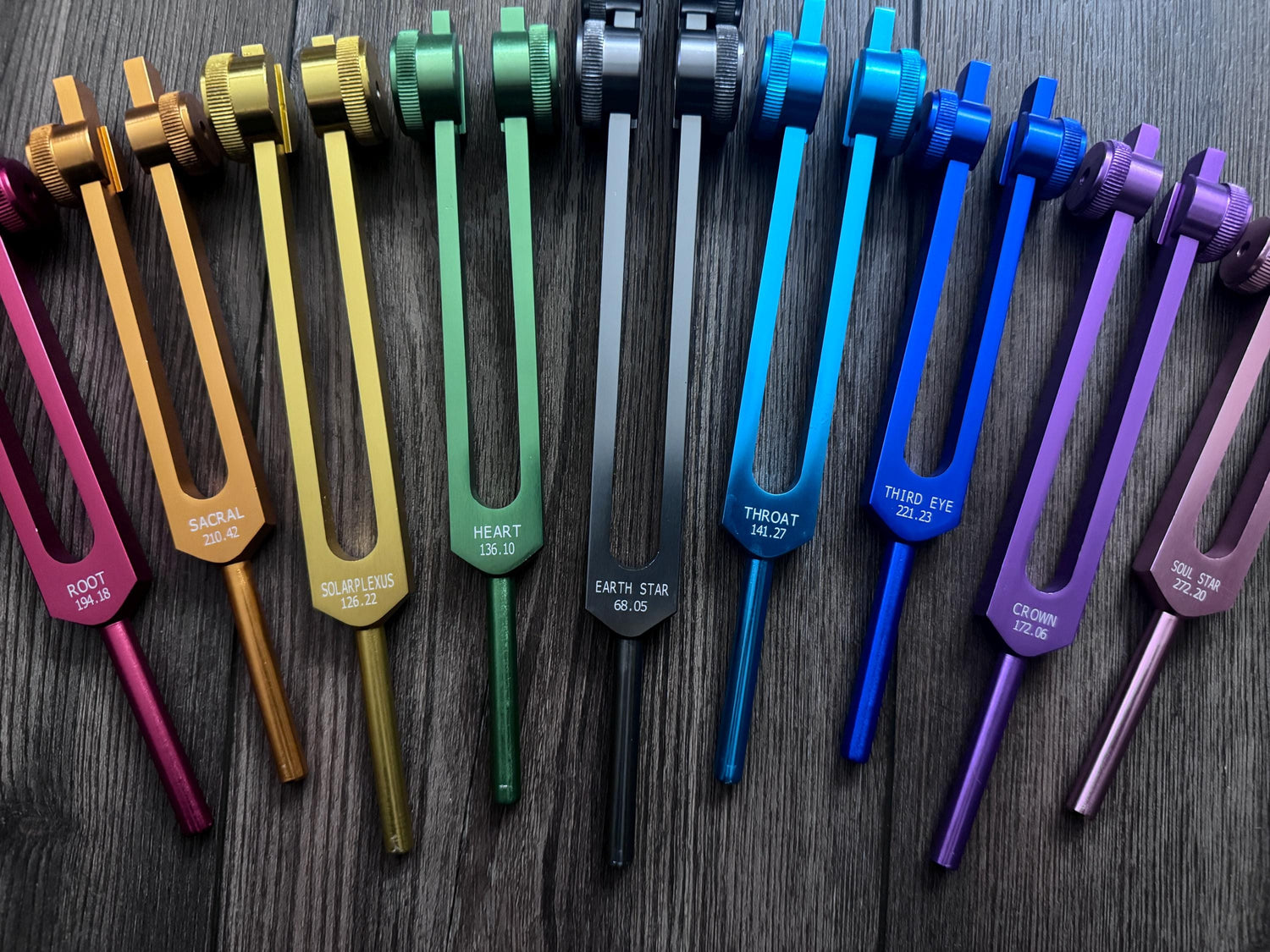 Myriad Melodies' Professionally Tuned .25 9pc Chakra Tuning Forks with 10pc Premium Weighted Boot Set - Biofield, Sound Vibration