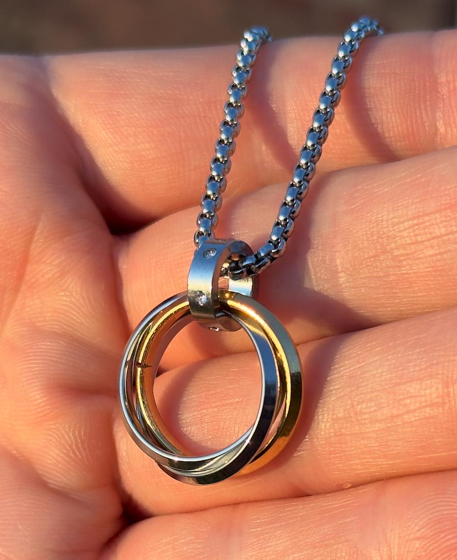 The Three Rings Mystical Beauty Charm For Necklace Jewelry, Spiritual Meditation Symbols, Artisan Craftsmanship, Gift For Her