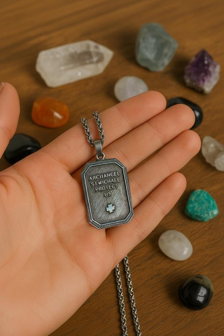 Archangel St. Michael Mystical Beauty Charm Necklace: Unique Gift For Him or Her, Spiritual Symbols