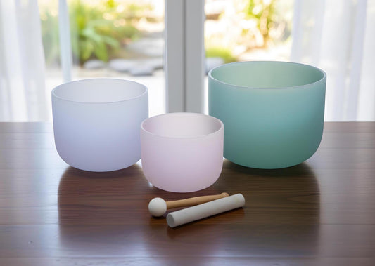 3pc Set Rose Quartz, Amethyst, Amazonite Gemstone Infused - Perfect Pitch 432Hz - Tuning Fork , Pink Cushions, Padded Case - Biofield